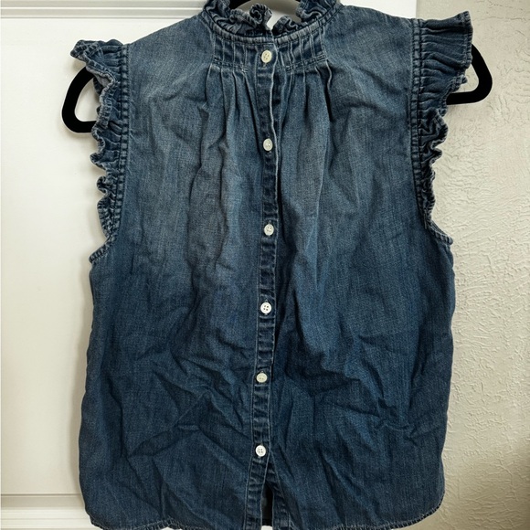 Frame Denim Ruffled Blue Top - Picture 2 of 4